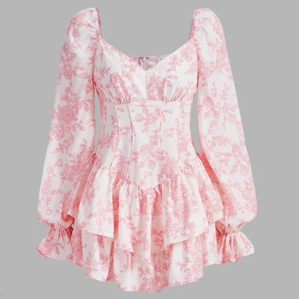 Pink and white floral dress
